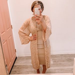 Stitch & feather floral kimono